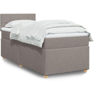vidaXL Vidaxl - Cama Box Spring Con Colch&oacute;n Tela Gris Taupe 80x200 Cm