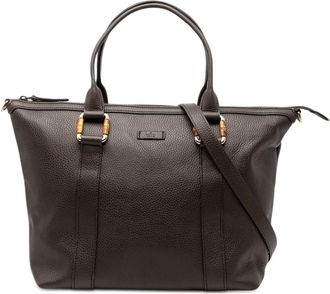 Gucci Brown Leather Shoulder Bag Tote Bag (Pre-Owned)