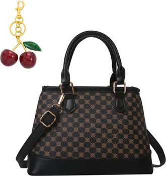 Generic Small Hobo Bucket Crossbody Bag for Women, Ladies Trendy Vegan Leather Top-Handle Handbag, Daily Work & Shopping Satchel Purse with Keychain (Black,23