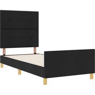 vidaXL Vidaxl Estructura De Cama Con Cabecera Negro 90 X 190 Cm Tela