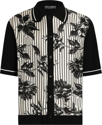 Dolce & Gabbana Gestreept overhemd met bloemenprint - Beige