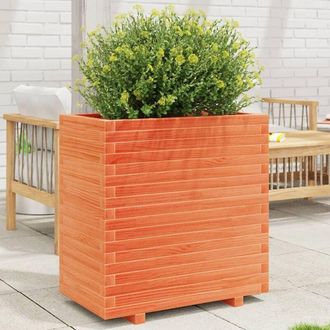 vidaXL Vidaxl - Jardinera Madera Maciza De Pino Marr&oacute;n Cera 70x40x72,5 Cm