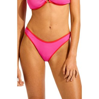 Seafolly Scoop High Cut Colorblock Bikini Bottoms in Hot Pink/Flame at Nordstrom Rack, Size 6 Us / 10 Au