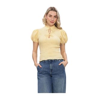 Antik Batik Angela Smock Blouse - Dames - Blouses & Shirts - Geel - Maat: S