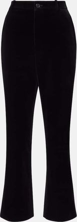 Saint Laurent Pantaloni flared cropped in velluto di cotone