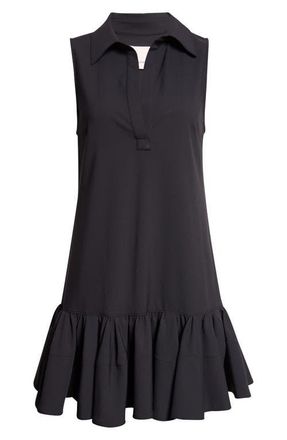 Cinq &agrave; Sept Rayne Sleeveless Flounce Hem Dress in Black at Nordstrom, Size 12