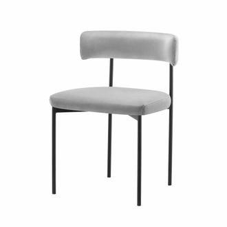 Selsey Selsey - Loanny - Silla Tapizada - Terciopelo Gris - Patas Negras