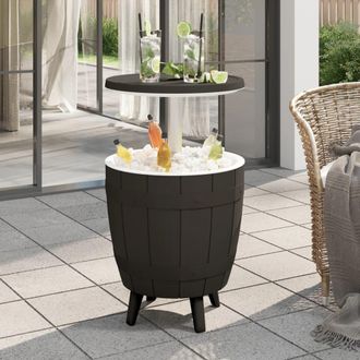 vidaXL Mesa Nevera 3 En 1 Polipropileno Negro Vidaxl