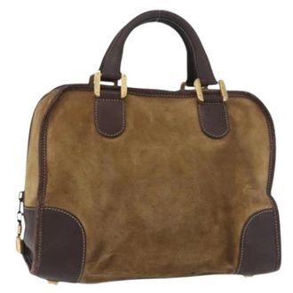 Loewe Pre-owned Handbags, female, Brown, Size: ONE SIZE Pre-owned Suede Hand Bag