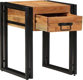 vidaXL Vidaxl - End Table with Drawer Brown 40 x 40 x 50 cm Solid acacia wood