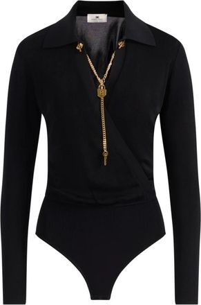 Elisabetta Franchi Body met kettingdetail - Dames - Bodies - Zwart - L - Tops