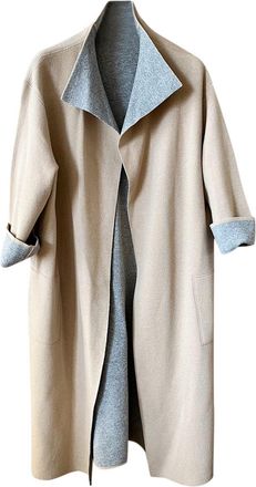 Max Mara Max Mara Beige and Grey Wool Coat Size XL