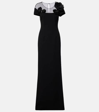 SAFiYAA Noah floral-applique crepe gown