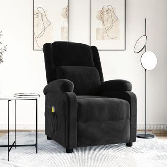vidaXL Sill&oacute;n De Masaje De Terciopelo Negro Vidaxl