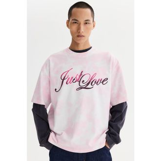 H&M Oversized heat reactive printed t-shirt in Pink/just Love at Nordstrom, Size Xxx-Large