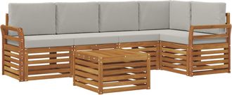 vidaXL Conjunto De Sof&aacute;s De Exterior 6 Uds. Gris Natural Y Claro Vidaxl