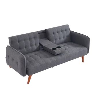 Concept Usine Sof&aacute; cama de 3 plazas con bandeja central abatible gris