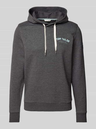 Tom Tailor Hoodie mit Label-Print in Dunkelgrau Melange, Größe XL