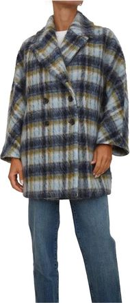 iBlues Fantasie Wollen Jas - Dames - Mantel - Veelkleurig - M - Wol - Jassen