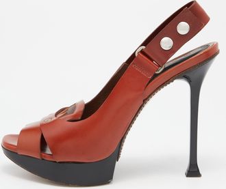 Marni Brown Leather Slingback Sandals