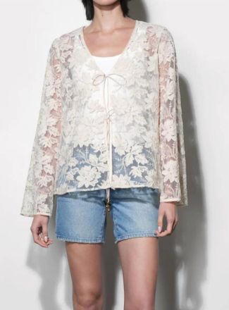 Greylin Zaylee Sheer Embroidery Lace Cardigan In Natural