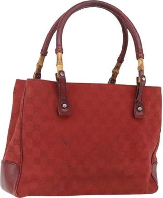 Gucci Pre-owned Handbags, female, Red, Size: ONE SIZE Pre-owned Canvas Handbag