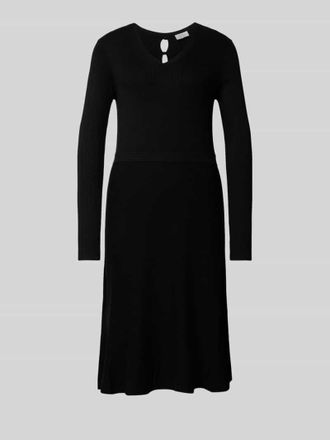 robe légère Knielanges Strickkleid mit V-Ausschnitt in Black, Größe S