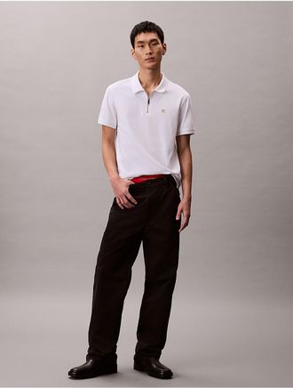 Calvin Klein Mens Lunar New Year Emblem Logo Slim Polo Shirt - White - XL