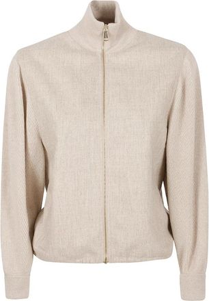 Fabiana Filippi Zip-Through Sweatshirt - Dames - Vesten met rits - Beige - 2XS - Hoodies & sweatvesten