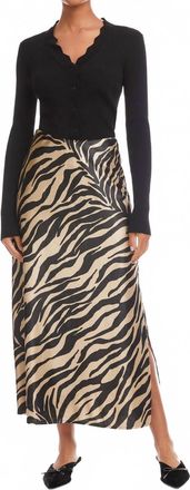 Fifteen Twenty Evy Side Slit Velvet Bias Skirt In Zebra