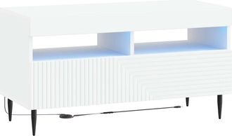 vidaXL Mueble De Tv Led Blanco Madera De Ingenier&iacute;a Vidaxl