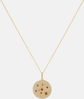 Sydney Evan The Universe Coin 14kt gold pendant necklace with gemstones