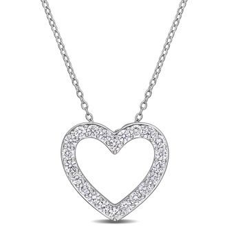Mimi & Max Created Forever 1ct or 1/2ct TDW Lab-Grown Diamond Open Heart Necklace Sterling Silver