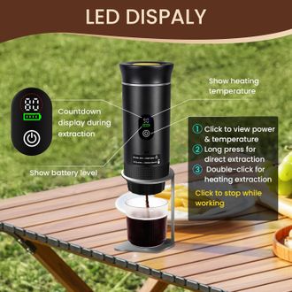 OEM Mini Cafetera El&eacute;ctrica Port&aacute;til De C&aacute;psulas, Compatible Con C&aacute;psulas Y Caf&eacute; Molido, Calentamiento Instant&aacute;neo Para Camping, Coche, Viajes, Color Negr