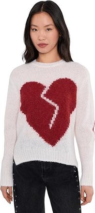 AllSaints Luvheart Crew Womens Clothing Ecru White/Red : LG (US 10-12), Polyamide/Wool