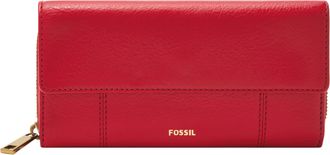 Fossil Womens Jori RFID Leather Flap Clutch