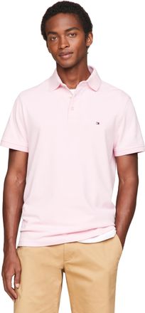 Tommy Hilfiger Mens Short Sleeve Polo Shirts in Slim Fit with Stretch and Organic Pique Cotton, Romantic Pink, Large