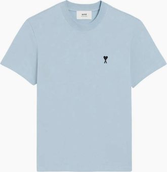 Ami Mens Ami Paris Ami De Coeur Black Heart T-Shirt SKy Blue - Size: 40