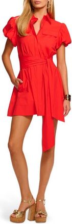 Ramy Brook Nicky Stretch Cotton Mini Shirtdress in Crimson at Nordstrom, Size X-Large