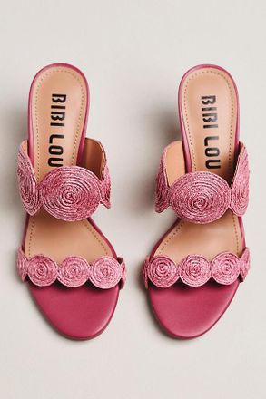 Bibi Lou Raffia Double-Strap Mules