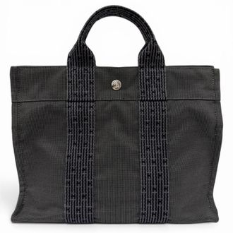 Herm&egrave;s Gray Polyamide Polyester Handbag Tote Bag (Pre-Owned)