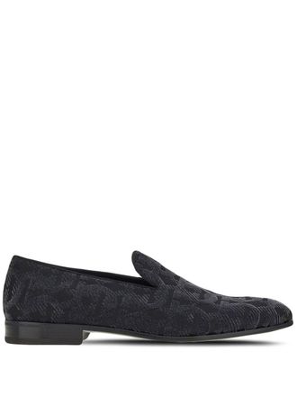 Ferragamo Gancini-pattern moccasins - men - Leather/Fabric/Fabric - 6.5 - Black