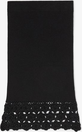 Ganni Black Skirt in Cotton Crochet