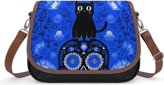 Generic Cat on Sugar Skull Fashion Womens Crossbody Bags Novelty Handbag Shoulder Bag Purse