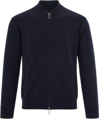 Paolo Pecora Blue Regular Fit Zip-Up Knit Sweater
