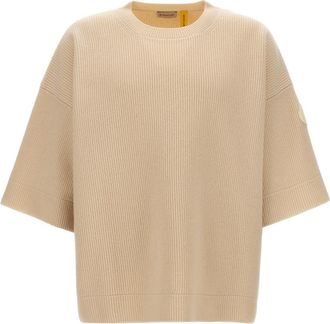Moncler White Logo Patch Sweater