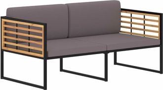 vidaXL Banco De Jard&iacute;n Cojines Madera Maciza Acacia Gris Oscuro 136 Cm Vidaxl