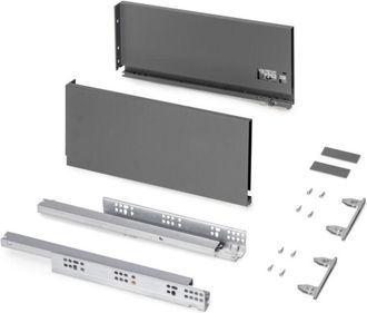 Emuca Caj&oacute;n Exterior Protone 30kg Con Gu&iacute;as De Extracci&oacute;n Total Y Cierre Suave, Altura 178mm, Profundidad 400mm, Acero, Gris Antracita - Emuca