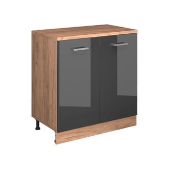 Vicco Armario De Cocina Para Techo Inclinado R-line, Antracita Alto Brillo, 80 Cm Sin Inclinaci&oacute;n Con 2 Puertas, Vicco