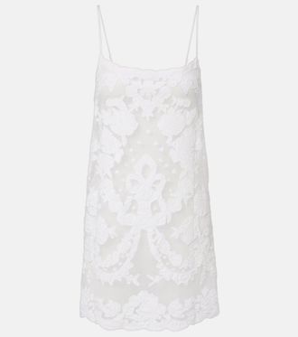 Juliet Dunn Embroidered cotton minidress